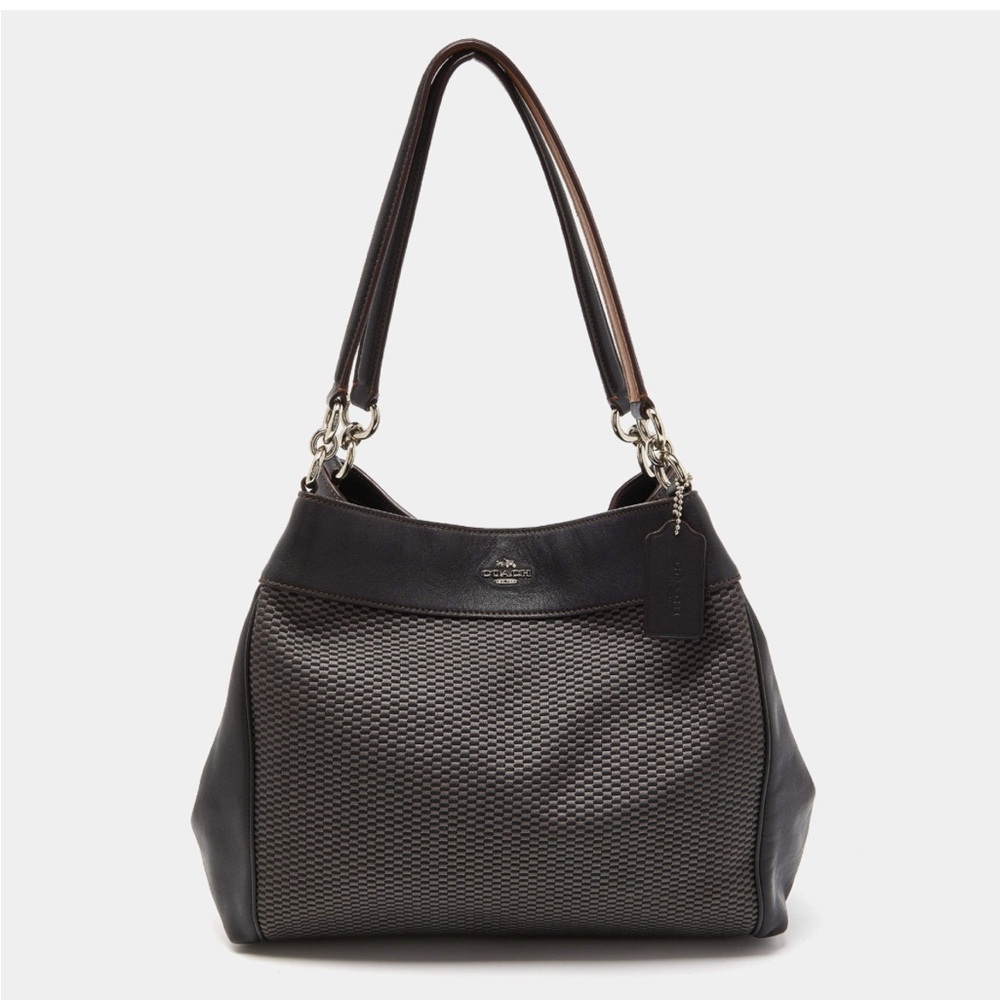 Coach Legacy Jacquard Lexi Black brown canvas 3 compartments shoulder bag